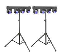 BeamZ ShowBar GO Shine - Pack 2 unidades con 4 cabezas móviles RGBW 40W cada una, control DMX y anillos LED + 2 soportes LS25A, luces discoteca profesional para eventos y DJs, color negro