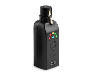 BeamZ WD1F EazyLink - Receptor DMX inalámbrico con batería recargable de litio 18650, conexión XLR 3 pines, alcance 15m interior 25m exterior, carga USB-C o base WCS1, compacto y ligero