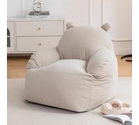 Bean Bag Chair Cover Cute Kids Bean Bag Cover (No Filler) Baby Bean Bag Chair For Kids Stuffable Bean Bag For Toddler Kids Plush Toys Organizer Holder(Off-White)