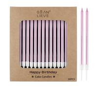 BEAN LIEVE 30 velas de cumpleaños metálicas largas y delgadas de, velas para tartas, fiestas de cumpleaños, decoraciones de boda, velas de fiesta, decoraciones de pasteles (oro rosa)