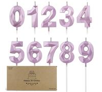 BEAN LIEVE Juego de 10 velas con números del 0 al 9, velas de cumpleaños cortadas con diamante, decoración de pastel a granel para cumpleaños número 1 a 98, fotos, fiestas (Oro rosa)