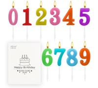 BEAN LIEVE - Velas de cumpleaños con número 0-9 con purpurina para decoración de cumpleaños, boda, aniversario, fiesta (colorido)