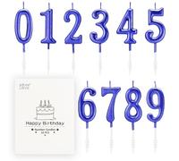 BEAN LIEVE - Velas de cumpleaños con números, velas numéricas para tartas número 0-9 utilizadas para decoración de tartas en fiestas de cumpleaños y celebraciones de (azules)