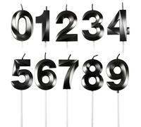 BEAN LIEVE Velas de cumpleaños - Velas numéricas de cumpleaños número 0-9 utilizadas para decoración de tartas en fiestas de cumpleaños y celebración de aniversario de (negras)