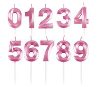 BEAN LIEVE Velas de pastel - Velas de cumpleaños con números 0-9 utilizadas para decoración de tartas en fiestas de cumpleaños y celebraciones de aniversario de boda (rosas)