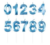 BEAN LIEVE Velas de pastel - Velas de cumpleaños con números 0-9 utilizadas para decoración de tartas en fiestas de cumpleaños y celebraciones de aniversario de boda (azul)