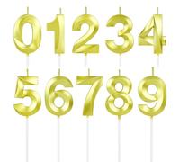 BEAN LIEVE Velas numéricas de cumpleaños - Velas de cumpleaños con número 0-9 para decoración de pasteles en fiestas de cumpleaños y celebración de aniversario de boda (oro)