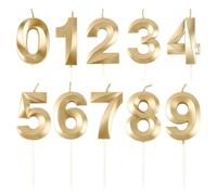 BEAN LIEVE Velas numéricas de cumpleaños - Velas de cumpleaños con número 0-9 para decoración de pasteles en cumpleaños y celebración de aniversario de boda (oro champán)