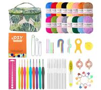 Beanewone Crochet Kit, Crochet Kit Principiantes Incluye 16 Colores de Lana, 21 Ganchillos Ergonómicos de Tamaño Completo, una Bolsa Portátil y un Manual de Instrucciones Detallado, Ideal para Regalar