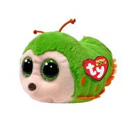TY Beanie Boos T37375 Pilar la Caterpilar con ojos verdes grandes y brillantes, el animal de peluche con grandes ojos brillantes, 15 cm