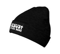 Beanie Gorro de Punto Cristo Cristianismo Jesús es mi Jefe Transpirable Skull Cap Hipster Beanie Sombrero Tejido para Ciclismo Adulto Corriendo