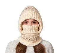 Beanie Hat - Gorro para mujer, 56 - 58 cm | Cuffed Beanies, Warm Soft Knitted Adjustable Fashion with Windproof Design,for Outdoor Cycling, Skiing, Winter Warm Knit Hats WomenBeanie Travel, crema