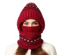Beanie Hat - Gorro para mujer, 56 - 58 cm | Cuffed Beanies, Warm Soft Knitted Adjustable Fashion with Windproof Design,for Outdoor Cycling, Skiing, Winter Warm Knit Hats WomenBeanie Travel, Wine Red