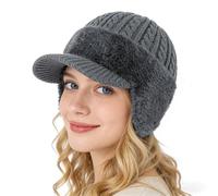 Beanie Hat - Insulated transpirable, cómodo, clima frío para el esquí al aire libre, hiking snowboarding deportes Sledding Cycling Father Boyfriend Grandfather Uncle, Gris