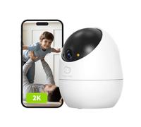 Beans View 2K Cámara de Interior para Seguridad, visión Nocturna en Color, Vista de 360°, cámara Wi-Fi para Mascotas/Perros/Gatos, Detección Humana, Autoseguimiento, Trabajar con Alexa (D210 3MP)