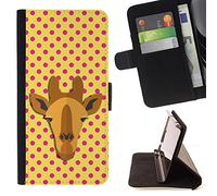 BeanShells [Microsoft Lumia 850 Case [Flip Cover Leather Wallet ] - Giraffe Banana Pink