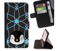 BeanShells [Microsoft Lumia 850 Case [Flip Cover Leather Wallet ] - Penguin Disco Blue Atom
