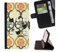 BeanShells [Microsoft Lumia 850 Case [Flip Cover Leather Wallet ] - Sleepy Cat Pastel Colors