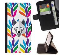 BeanShells Microsoft Lumia 850 - Funda de Piel con Tapa y diseño de Lobo