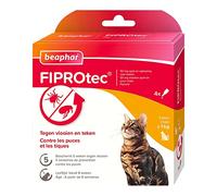 BEAPHAR FIPROTEC 50 MG Solution Spot-on pour Chats À Base de Fipronil Tue Les Puces et Les Tiques à l'application Traitement Antiparasitaire pour Chat dès 8 Semaines 4 Pipettes de 0,50 ML