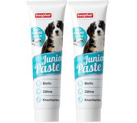 beaphar Junior Pasta Perro | Pasta de Montaje para niño Perros | Cachorros de Fuga erli para Fuerte Huesos & Dientes | con Biotina & Omega 3 & 6 | con vitaminas B | 100 g Tube (Paquete de 2)