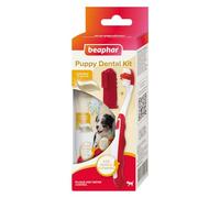 Beaphar Pack Dental para Cachorros - Pasta de Dientes con Enzimas + Cepillo de Dientes y Cepillo de Dedo - Higiene Bucal, Aliento Fresco y Prevención de Placa y Sarro - Sin Flúor