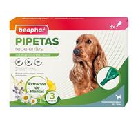 Beaphar Pipetas repelentes Naturales para Perros medianos (de 15 a 30 kg) - 3 Meses de protección Natural contra garrapatas, pulgas y Mosquitos - 3 pipetas de 2 ml., El embalaje puede variar