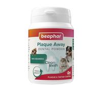 BEAPHAR - Plaque Away Polvo Dental para Perros y Gatos - Sin Cepillado - Combate el Mal Aliento y la formación de Placa Dental y Sarro - 100% Algas pardas Naturales - 80 g