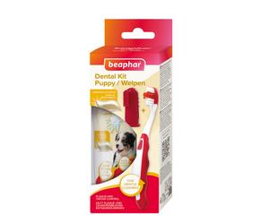 Beaphar PUPPY DENTAL KIT - set: pasta dentífrica de 50 g + cepillo para cachorros + cepillo de dedo