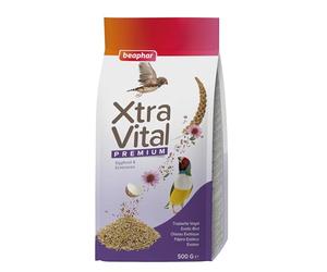 Beaphar Xtravital Aves Exóticas - Alimentación Premium - Contiene Semillas y Cereales - Fortalece su Sistema inmunológico - Proporciona un Plumaje denso y Mantiene en Buena Salud - 500g