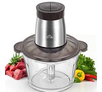 Bear 2L Vidrio Picadora De Alimentos, Función Pulso Con Una Mano,2600r/Min,2 Velocidades, Trituradora Con 4 Cuchillas De Acero Inoxidable, Picadora De Cocina Para Carne, Verduras,Cebolla Y Frutas