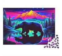 Bear Adulto Puzzles 1000 Piezas Material Reciclado Mountain Silhouette Puzzles Puzzle Game Props Juego De Fiesta Props Excelente Regalo Idea para Mujeres 70x50cm/1000pcs