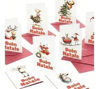 Bear and Bee Juego de 30 Biglietti di Natale en Italiano A6 con Buste Bianche - Biglietti Festivi per Auguri delle Festes