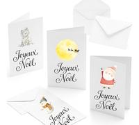 Bear and Bee Set de 30 Cartes de Noël en Français A6 avec Enveloppes Blanches - Cartes Festives pour les Vœux des Fêtes