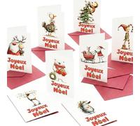 Bear and Bee Set de 30 Cartes de Noël en Français A6 avec Enveloppes Blanches - Cartes Festives pour les Vœux des Fêtes