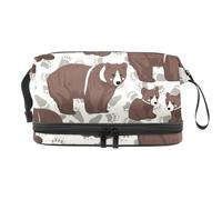 Bear and Cubs Family - Neceser de doble capa para mujeres y niñas, neceser de viaje, bolsa organizadora de maquillaje con compartimento para cepillos, multicolor, 27x15x14 cm/10.6x5.9x5.5 in, Neceser