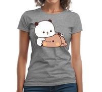 Bear and Panda Bubu Dudu Camiseta Clásica de Mujer de Manga Corta y Cuello Redondo Gris Medium