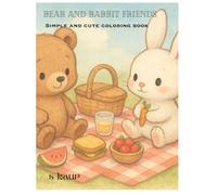 Bear and Rabbit Play and Picnic Coloring Book: Cute Animal Friends Coloring Pages with Playground Games and Picnic Fun