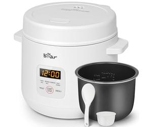 Bear Arrocera de 2 tazas sin cocer, multifuncional 300 W, cocina eléctrica de arroz con función de conservación del calor, función preestablecida, mini olla eléctrica de arroz, color blanco