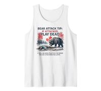 Bear Attack Tip Play Dead, Divertido Viaje de Pesca de salmón a Canadá Camiseta sin Mangas