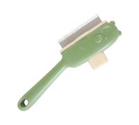 Bear Button Cat Grooming Comb, Stainless Steel Shedding Brush with ABS Handle, 7.5x21cm/ Straight Massaging Tool for Home Bathing Travel Outdoor Use, Pet Hair Remover for Cats and Small Animals
