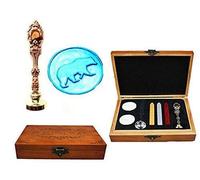 Bear Caja de madera de bronce con diseño de oso de pavo real invitaciones de boda tarjetas de regalo de papel sellos de cera sello personalizado sello de cera cuchara de fusión caja de regalo madera
