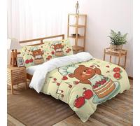 Bear Cake Funda Edredon 3 Piezas con Impresión En 3D Food Forest Animals con Funda Almohada King（220x240cm） Microfibra Juego De Ropa De Cama para para Niñosy Hombres