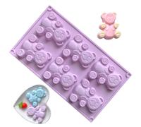 Bear Candy Mold - Molde de silicona de alimenticio con 6 Grid Fondant Mold For Baking | Easy to Clean Baby Shower Mould For Chocolate Candy Jelly Cake Pudding Ice Home Kitchen Birthday Event