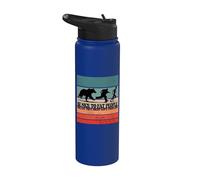 Bear chase humor silhouette funny message Fat people Body Stainless Steel Insulated Water Bottle