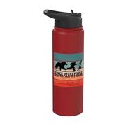 Bear chase humor silhouette funny message Fat people Body Stainless Steel Insulated Water Bottle