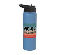 Bear chase humor silhouette funny message Fat people Body Stainless Steel Insulated Water Bottle