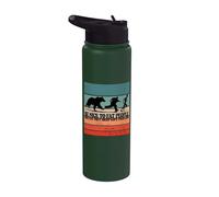 Bear chase humor silhouette funny message Fat people Body Stainless Steel Insulated Water Bottle