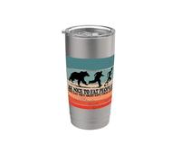 Bear chase humor silhouette funny message Fat people Body Vaso térmico de acero inoxidable de doble pared