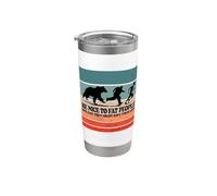 Bear chase humor silhouette funny message Fat people Body Vaso térmico de acero inoxidable de doble pared